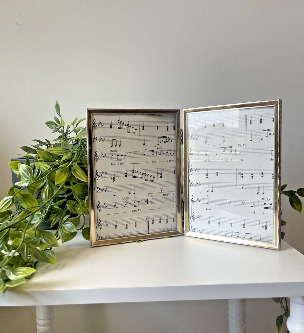 Vintage Gold Metal Double Picture Frame | Holds Three 5x7 Photos | Minimalist